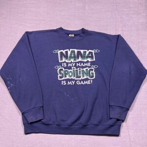 Fruit of the Loom Nana Is My Name Spoiling Is My Game Sweatshirt Womens XXL Blue